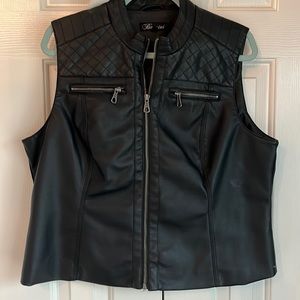 Black faux leather vest